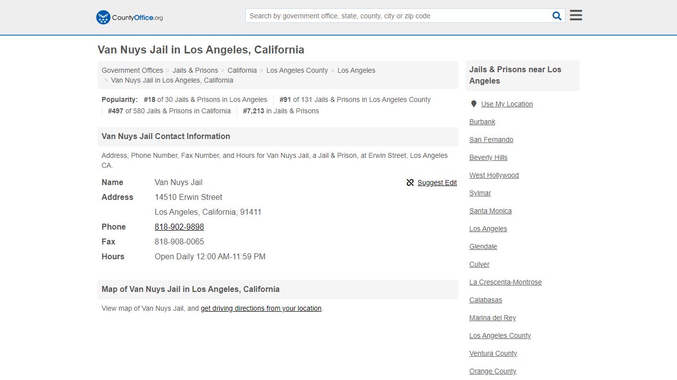 Van Nuys Jail - Los Angeles, CA (Address, Phone, Fax, and ...